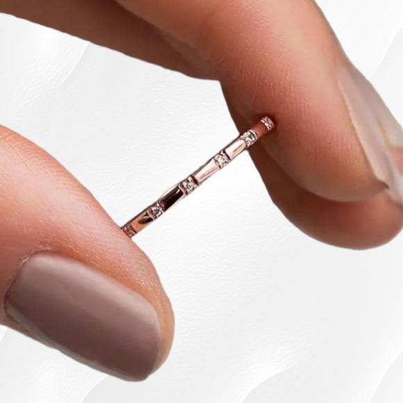 Rosy Golden Cubic Zirconia Stackable Simple 3 Piece Fashion Rings Size 8 - Picture 5 of 6